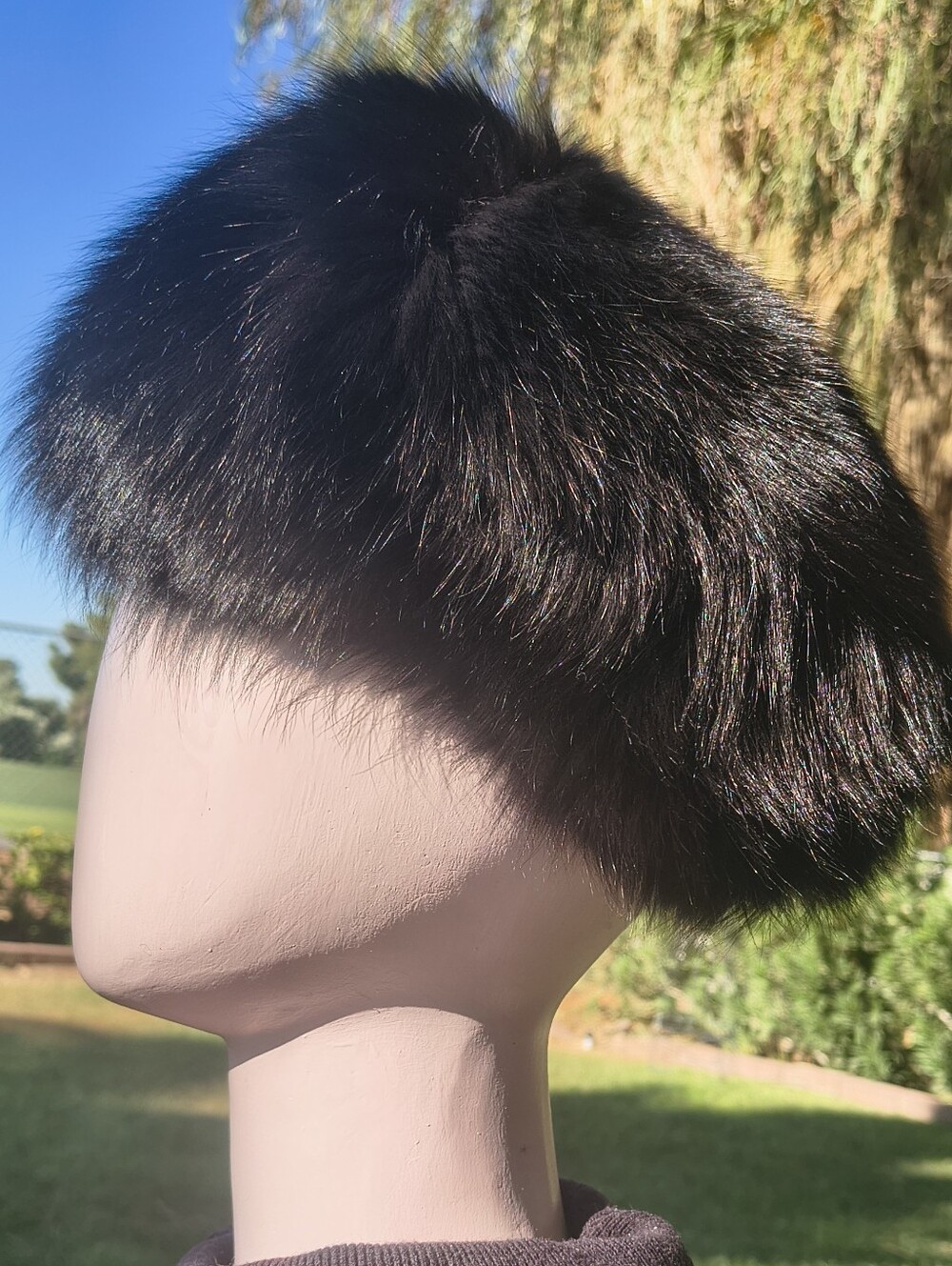 Black Fox Fur Hat Cloche, After Ski, Winter Wear, OS, Superb